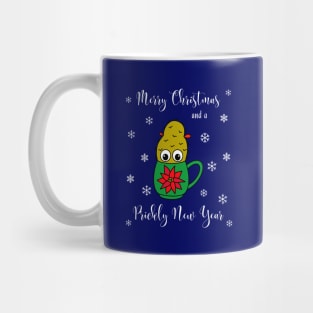 Merry Christmas And A Prickly New Year - Small Christmas Cactus In Poinsettia Mug Mug